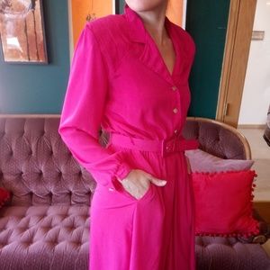 VTG 1980's Fuchsia Midi Dress